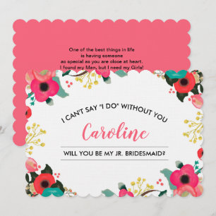 Will you be my Junior Bridesmaid? Modern Floral Invitation