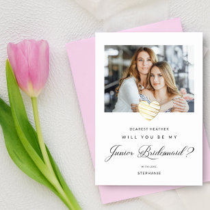 Will You Be My Junior Bridesmaid White Heart Postcard