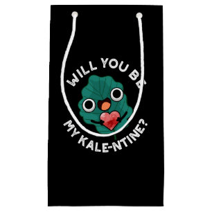 Will You Be My Kale-entine Valentine Pun Dark BG Small Gift Bag