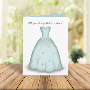 Will you be my Maid of Honor Blue Watercolor Card