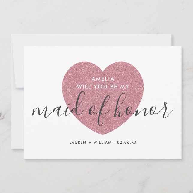 Will You Be My Maid of Honor Card - Glittered (Front)