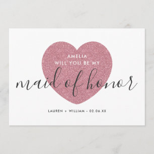 Will You Be My Maid of Honor Card - Glittered