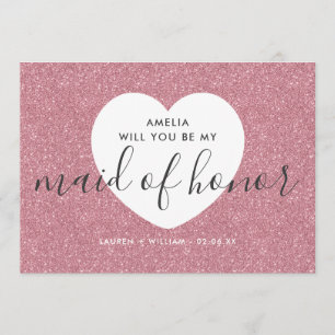 Will You Be My Maid of Honor Card - Glittered