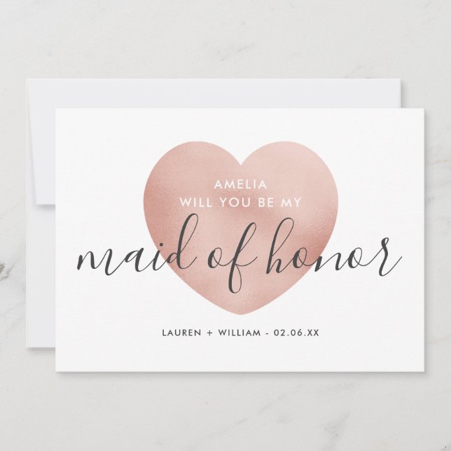 Will You Be My Maid of Honor Card - Rose Gold (Front)