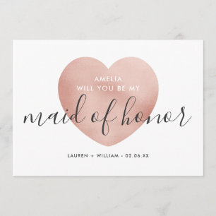 Will You Be My Maid of Honor Card - Rose Gold