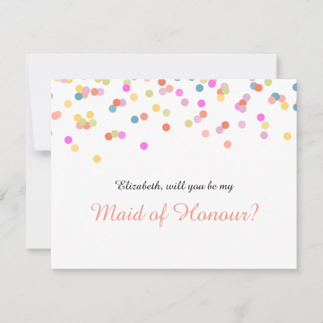 Will you Be my Maid of Honor Festive Confetti Invitation (Front)