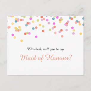 Will you Be my Maid of Honor Festive Confetti Invitation
