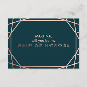 Will you Be my Maid of Honor Geometric Diamond Invitation