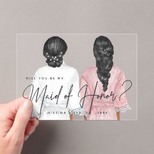 Will you be my Maid of Honor? Girls in Robes Acrylic Invitations