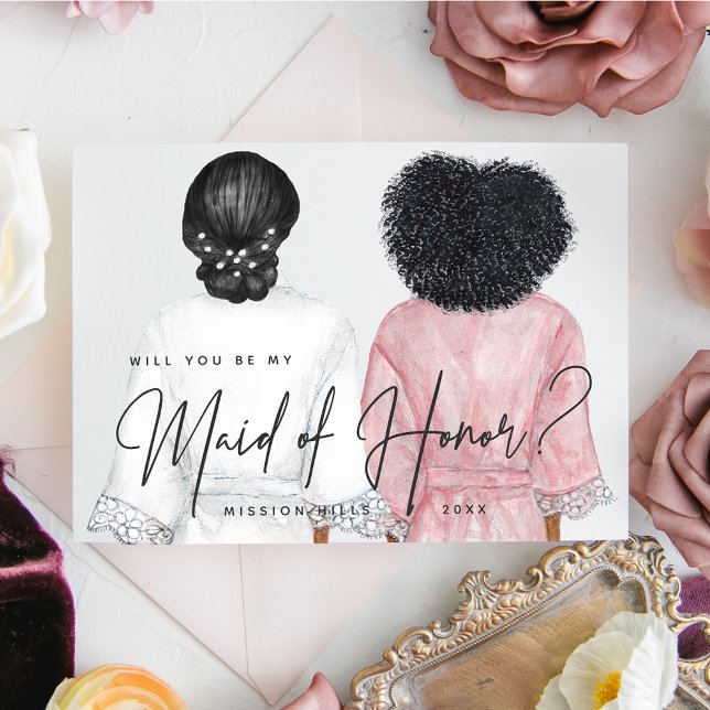 Will you be my Maid of Honor? Girls in Robes Invit Invitation (Creator Uploaded)