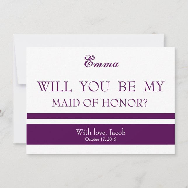 Will You Be My MAID OF HONOR Invitation (Front)