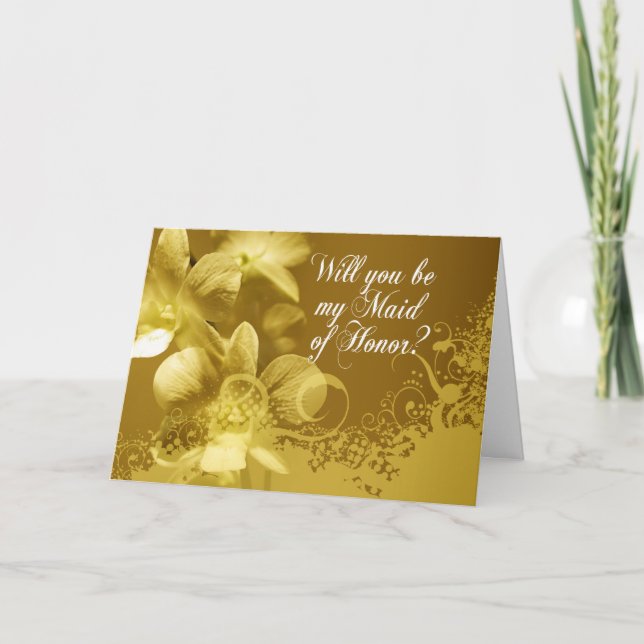 Will you be my Maid of Honor? Orchids and Lace Invitation (Front)