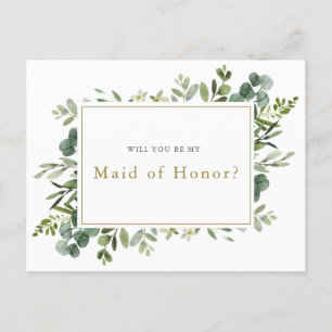 "Will you be my maid of honor?" proposal card
