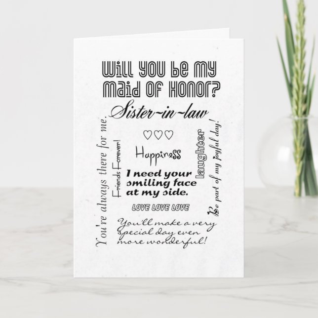 Will You Be My Maid of Honor, Sister-in-Law Invitation (Front)