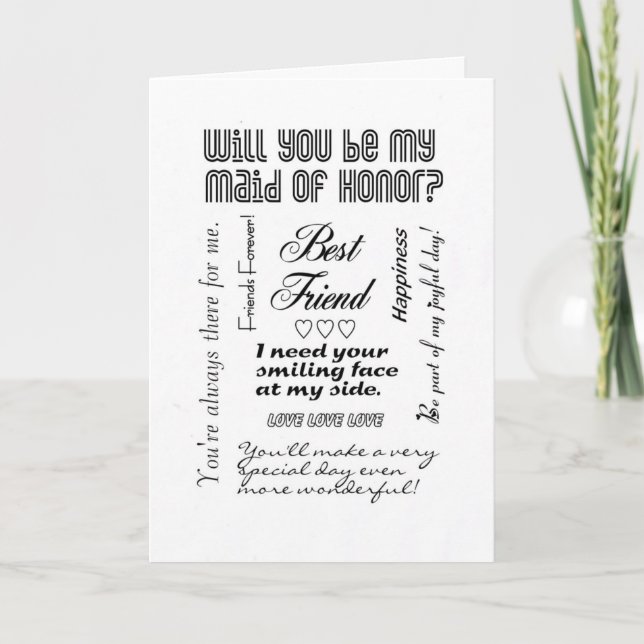 Will You Be My Maid of Honour, Best Friend? Invitation (Front)