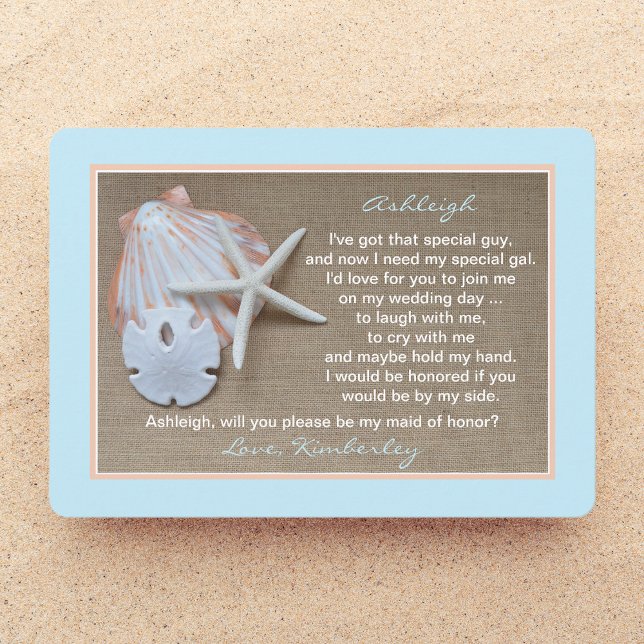 Will You Be My Maid of Honour Blue Beach Theme Invitation (Creator Uploaded)