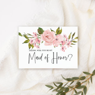 Will You Be My Maid of Honour Blush Pink Roses