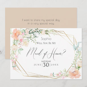 Will You Be My Maid of Honour Blush Spring Flowers Invitation
