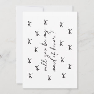 Will you be my Maid of Honour Bridal Party Bow Thank You Card