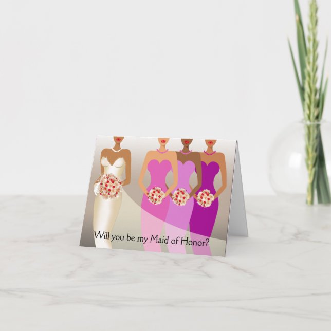 Will you be my Maid of Honour? Bridal Party purple Invitation (Front)