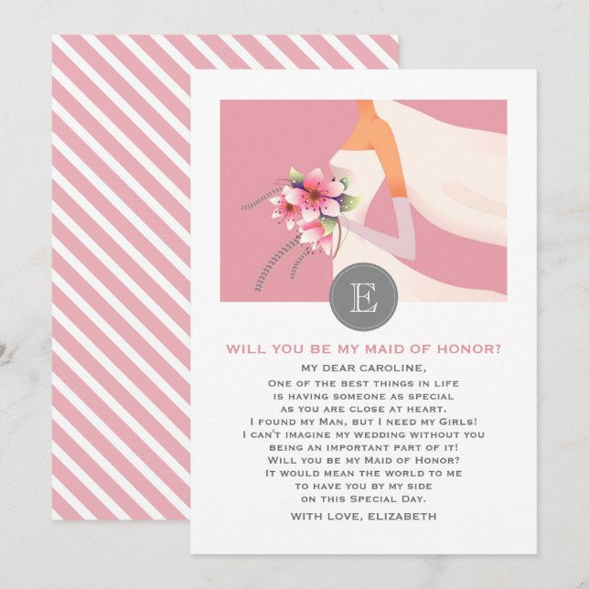 Will you be my Maid of Honour? Bride Silhouette  Invitation (Front/Back)