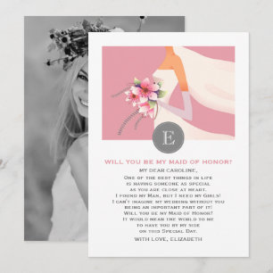Will you be my Maid of Honour? Bride Silhouette Invitation