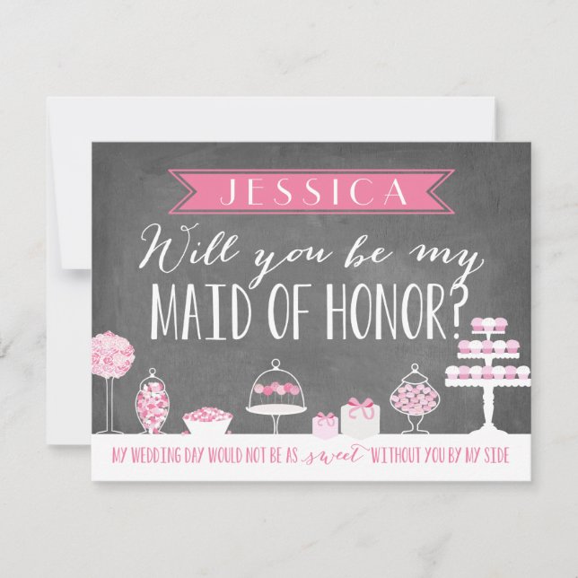 Will You Be My Maid of Honour | Bridesmaid Invitation (Front)