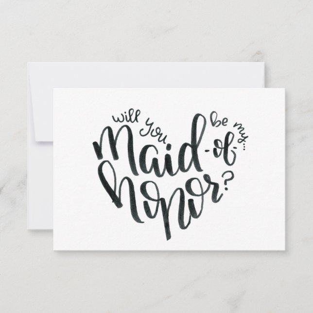 Will You Be My Maid of Honour - Bridesmaid Proposa RSVP Card (Front)