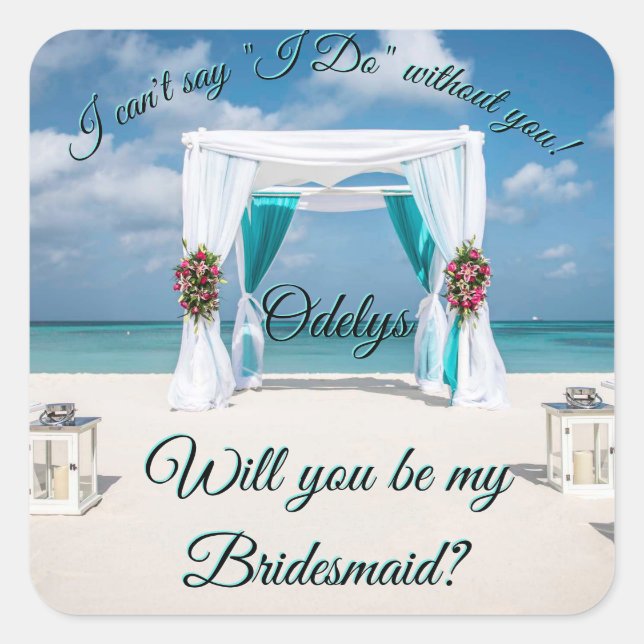 Will you be my Maid of Honour/Bridesmaid Square Sticker (Front)