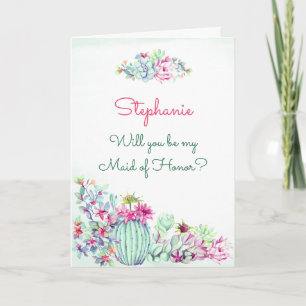 Will You Be My Maid of Honour - Cactus & Succulent Invitation
