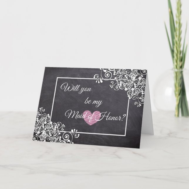 Will you be my Maid of Honour Card Chalkboard Styl (Front)