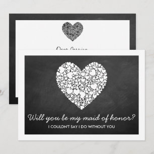 Will You Be My Maid Of Honour? Chalkboard Heart Invitation
