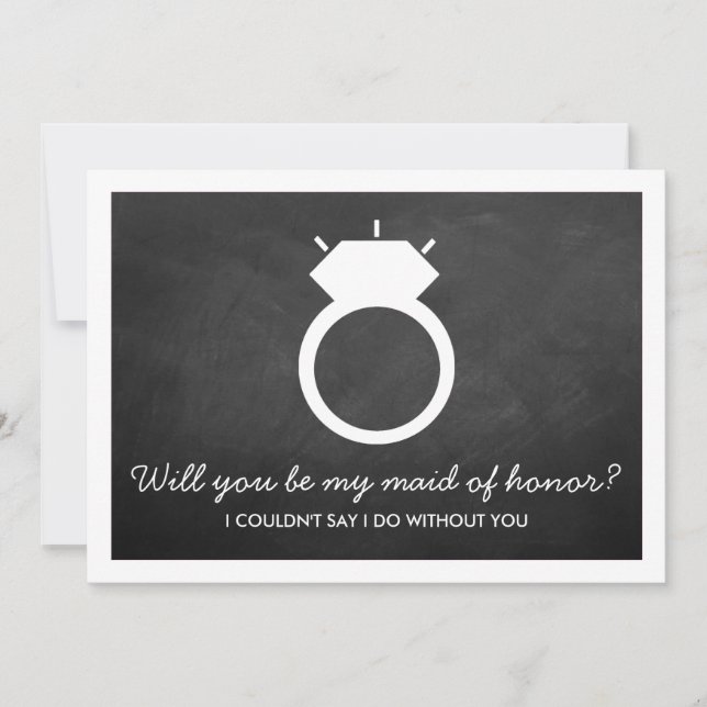 Will You Be My Maid Of Honour? Chalkboard Ring Car Invitation (Front)