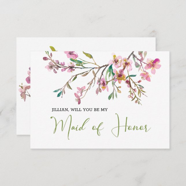 Will You Be My Maid of Honour Cherry Blossom  (Front/Back)