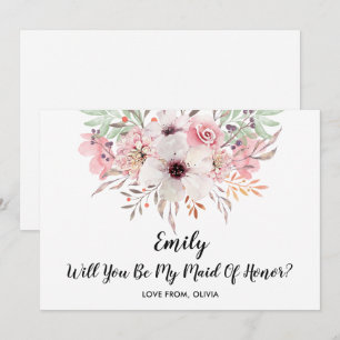 Will You Be My Maid Of Honour? Chic Floral Card