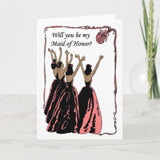 Will you be my Maid of Honour coral cinnamon spice Invitation (Front)