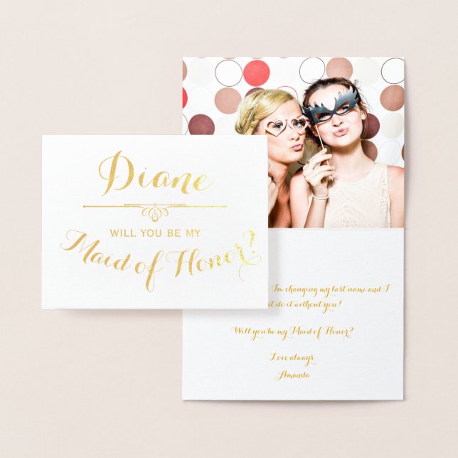 Will You Be My Maid of Honour Cursive Personalised Foil Card (Display)