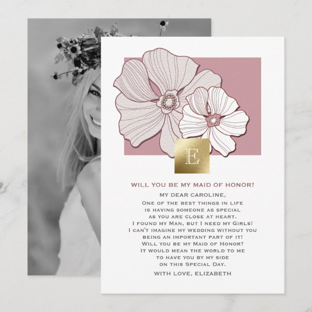 Will you be my Maid of Honour? Custom Photo Cards (Front/Back)