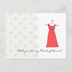 Will you be my Maid of Honour? Customisable Invitation Postcard