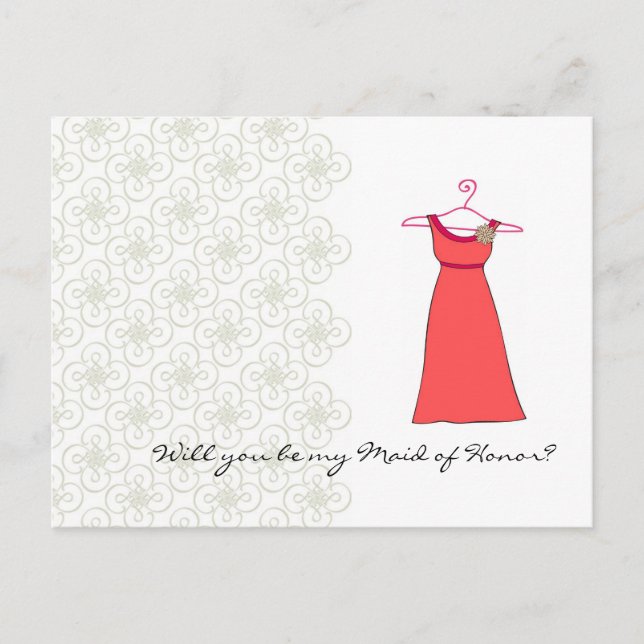 Will you be my Maid of Honour? Customisable Invitation Postcard (Front)