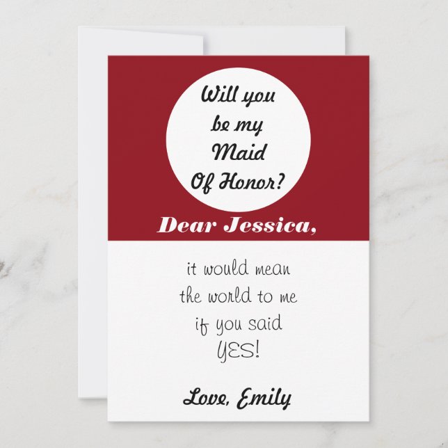 Will You Be My Maid Of Honour? Customise Polka Dot Invitation (Front)