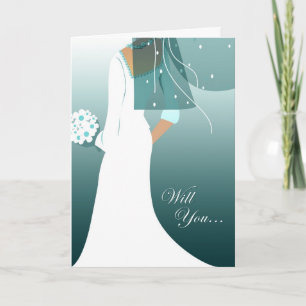 will you be my maid of honour? : elegant bride invitation
