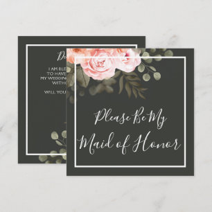 Will You Be My Maid Of Honour Elegant Floral Card