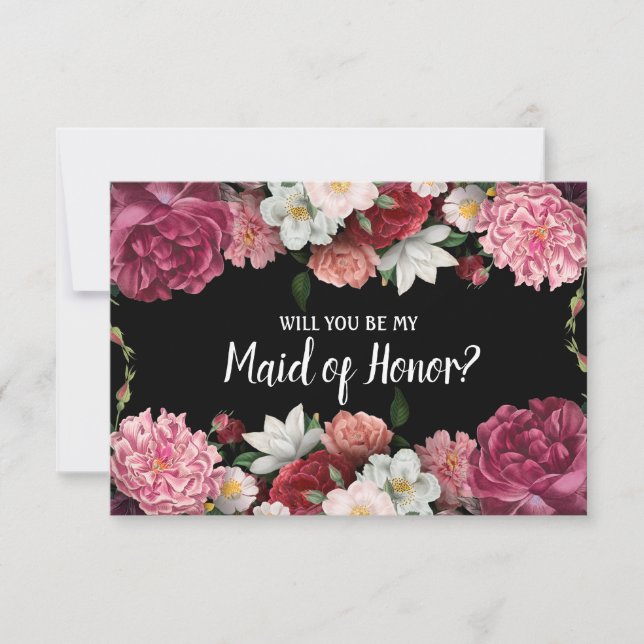 Will You Be My Maid of Honour | Elegant Grace Blac (Front)