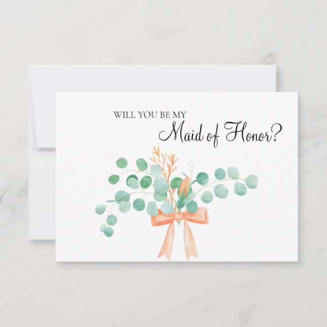 Will You Be My Maid of Honour Eucalyptus Peach (Front)