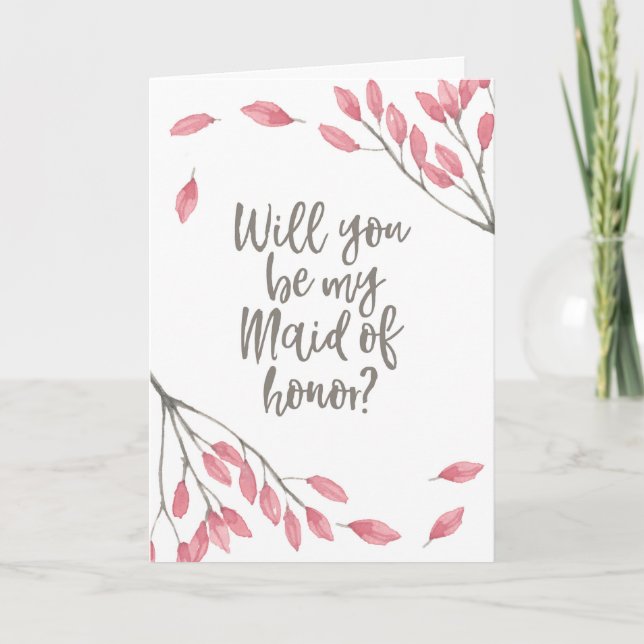 Will you be my Maid of Honour floral Card (Front)