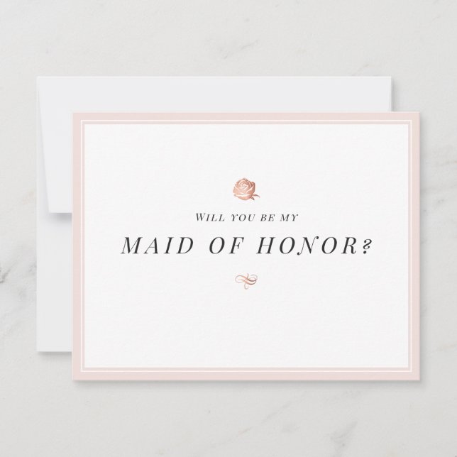 Will you be my maid of honour floral minimalist invitation (Front)