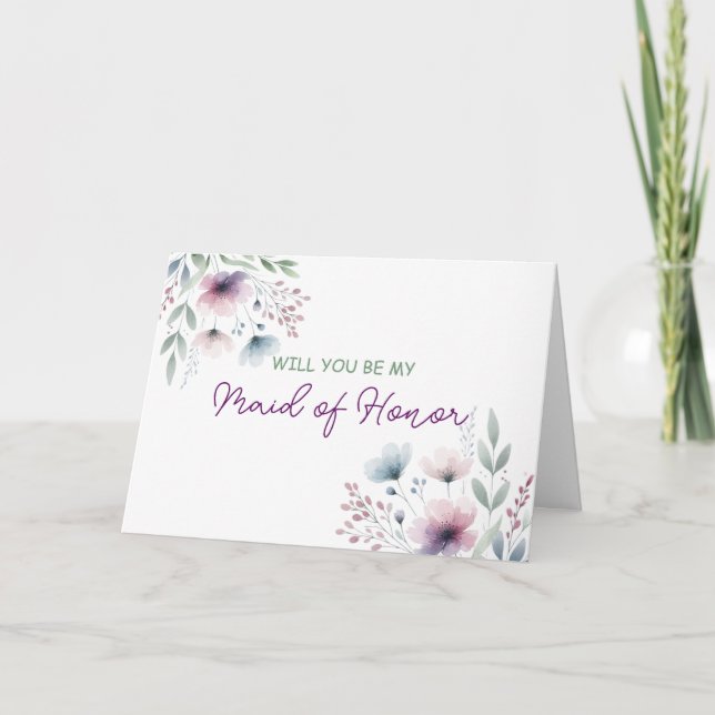 Will You be my Maid of Honour | Floral Wedding Card (Front)