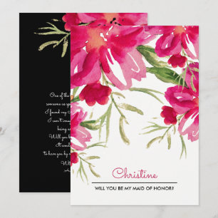 Will you be my Maid of Honour? Fuchsia Floral Invitation