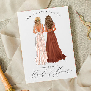 Will You Be My Maid of Honour? Girls in Gowns Invi Invitation